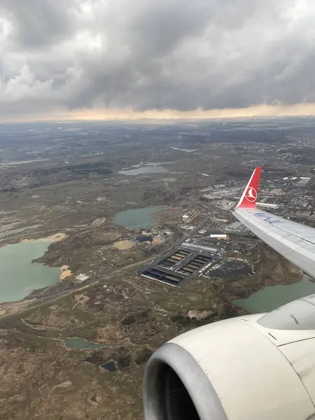 Sabiha Gokcen Nemzetközi Repülőtér Saw Tengerparti Repülőgép Kilátás Isztambul Légi — Stock Fotó