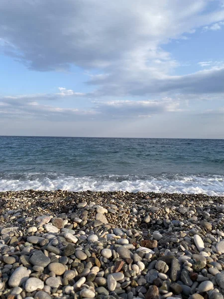 Vista Sobre Playa Mediterránea Piedras Antalya Turquía — Foto de Stock