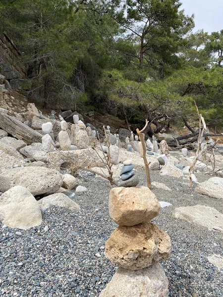 Steinstapel Strand Der Antiken Stadt Phaselis Antalya — Stockfoto
