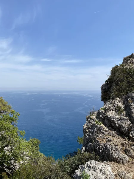 Панорамный Вид Кемер Турция Вид Высоты Через Сосны Средиземноморского Побережья — стоковое фото