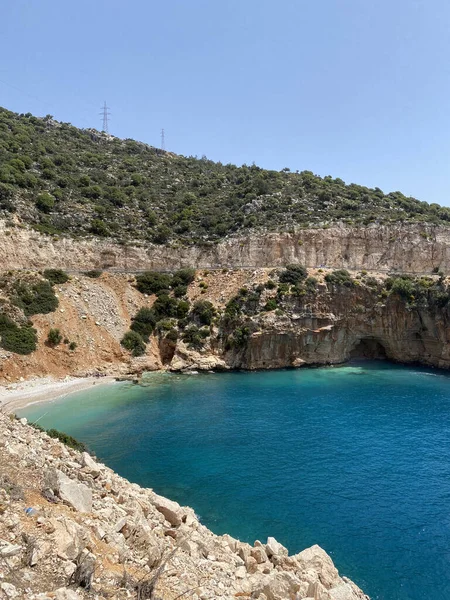 Mare Tropicale Panoramico Baia Spiaggia Paesaggio Kas Antalya Turchia Vacanza — Foto Stock