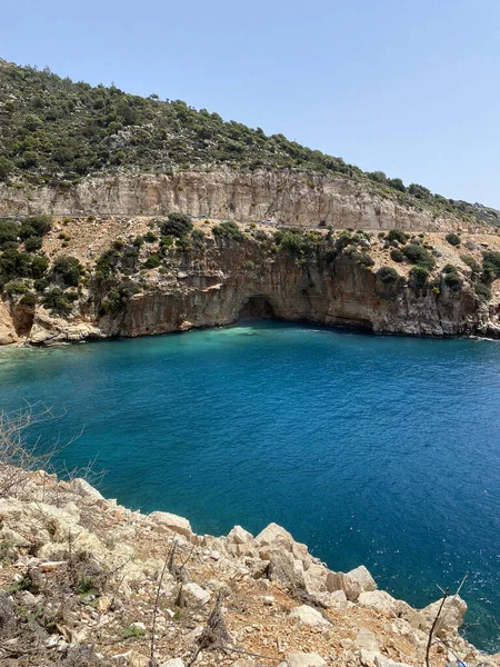 Panoramic Tropical Sea Cove Beach Landscape Kas Antalya Turkey Holiday — Stock Photo, Image