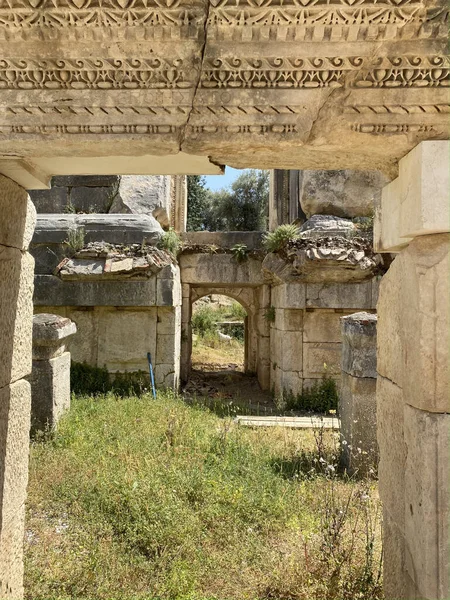 Tarihi Taş Myra Antik Şehrinde Bas Rahatlama Antik Tiyatro Ile — Stok fotoğraf
