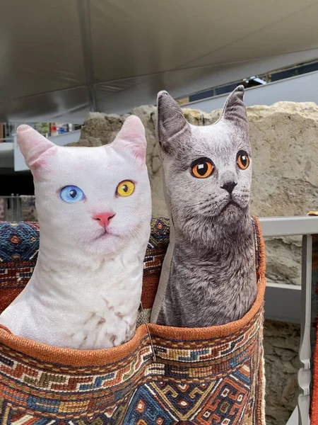 Turquia Mercado Velho Travesseiros Decorativos Forma Gatos — Fotografia de Stock