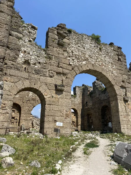 Aspendos Roma Amfi Tiyatrosu Belkiz Antalya Türkiye Aspendos Antik Şehir — Stok fotoğraf