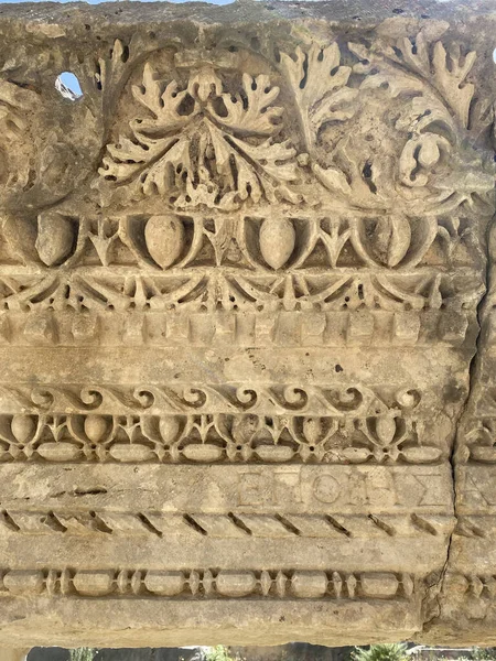 Piedra Histórica Enfrenta Bajorrelieve Teatro Antiguo Myra Antigua Ciudad Tumbas —  Fotos de Stock