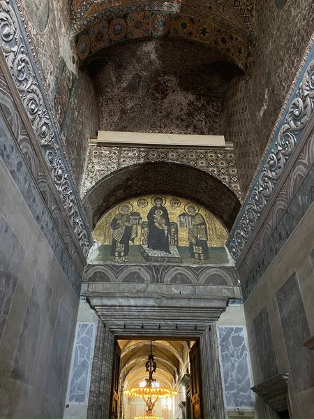 土耳其伊斯坦布尔Hagia Sophia圣索菲主教座堂 Sophie清真寺内 — 图库照片