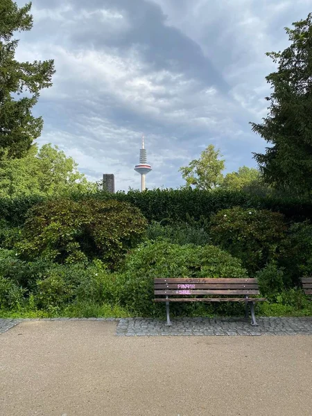 Frankfurt Main Germany Path Park Summer Day Grneburgpark Memorial Stele — 스톡 사진