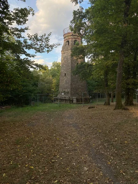 Bismarck Tower Wiehl Germany Made Stone Built Surrounded Green Trees — Fotografia de Stock