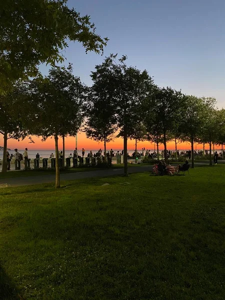 Zonsondergang Uitzicht Maltepe Kust Istanbul Reis Naar Istanbul Achtergrond Foto — Stockfoto