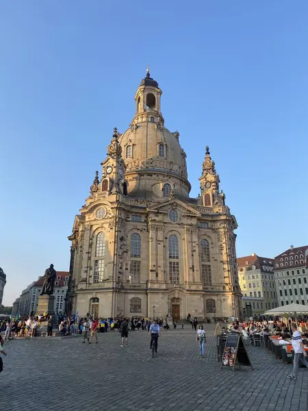 Dresden Deutschland Blick Auf Altstadt Frauenkirche Und Neumarkt Der Dresdner — Stockfoto