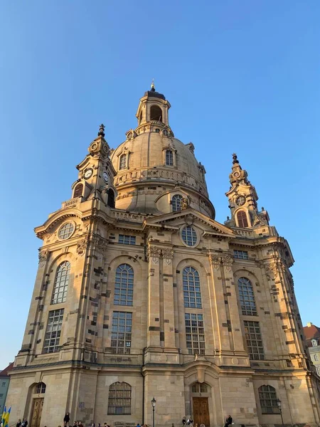 Drezno Niemcy Panoramiczny Widok Historyczne Centrum Miasta Kościół Matki Bożej — Zdjęcie stockowe