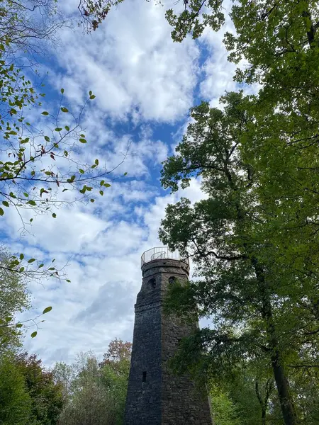Torre Bismarck Feita Pedra Floresta Dia Ensolarado Com Céu Azul — Fotografia de Stock