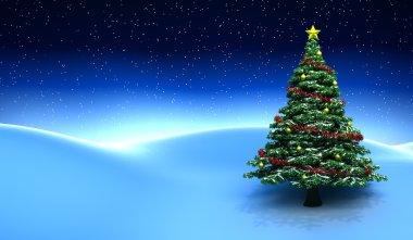 Noel ağacı ile kış sahne