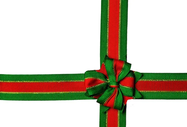 Red and green christmas ribbon — Stock Photo, Image