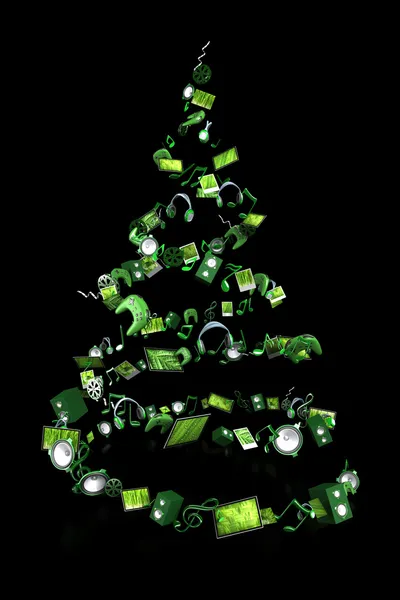 Árvore de Natal composta por brinquedos — Fotografia de Stock