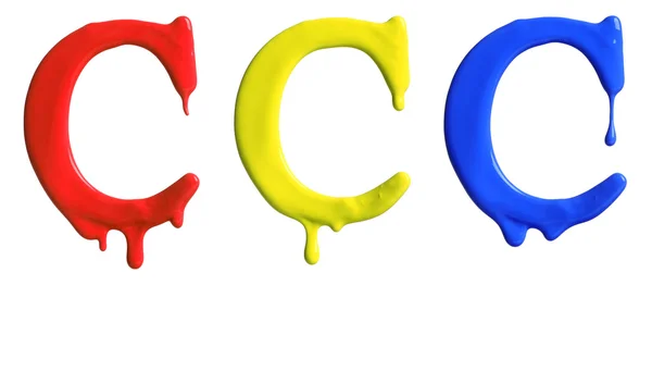 Färg droppande alfabetet — Stockfoto