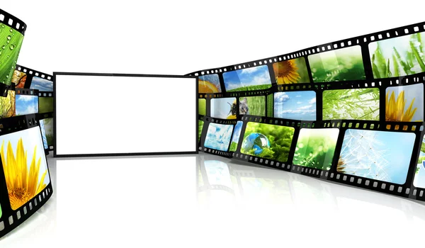 Filmstrip with blank TV — Stock Photo, Image