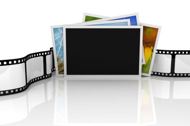 film ile fotoğraf yığını
