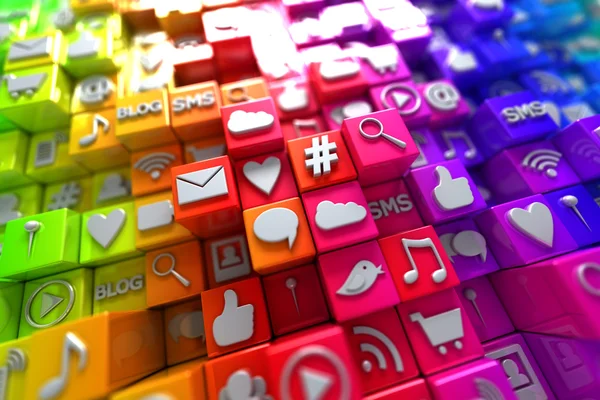 Ícones coloridos de mídia social — Fotografia de Stock