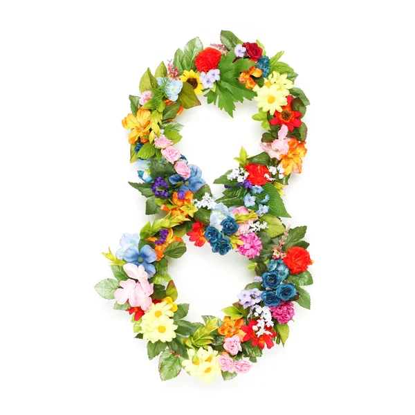 Números de hojas y flores — Foto de Stock
