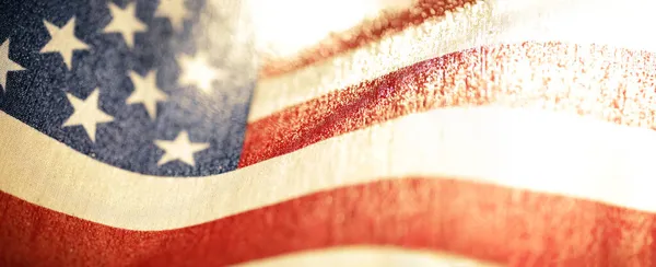 Waving Usa Flag Sunlight American Flag 4Th July Memorial Day — Stock Photo, Image