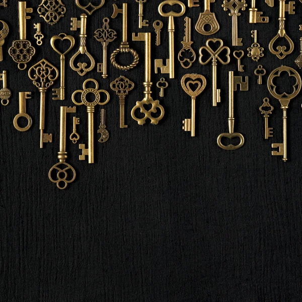 Vintage Victorian Style Golden Skeleton Keys Concepts Keys Success Unlocking — Stock Photo, Image