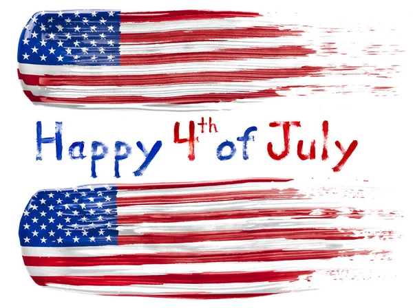 Farbschmierereien Den Farben Der Amerikanischen Flagge Mit Happy Fourth July — Stockfoto