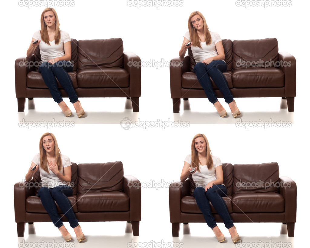 Young Woman Watching Television