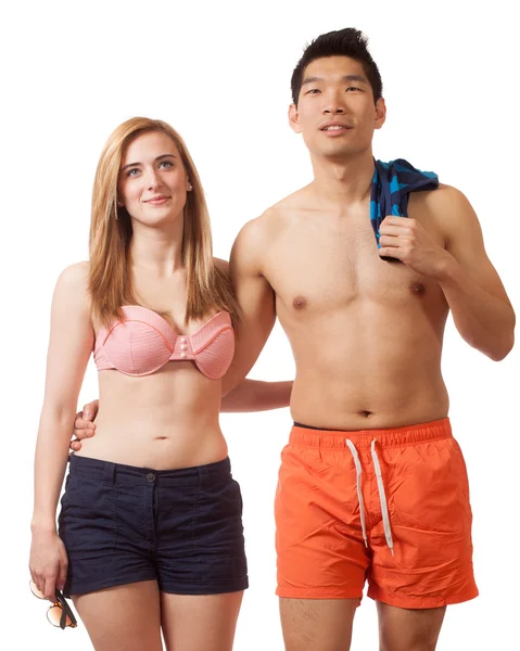 Jeune couple en maillots de bain — Photo