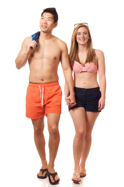 Junges Paar in Badebekleidung — Stockfoto