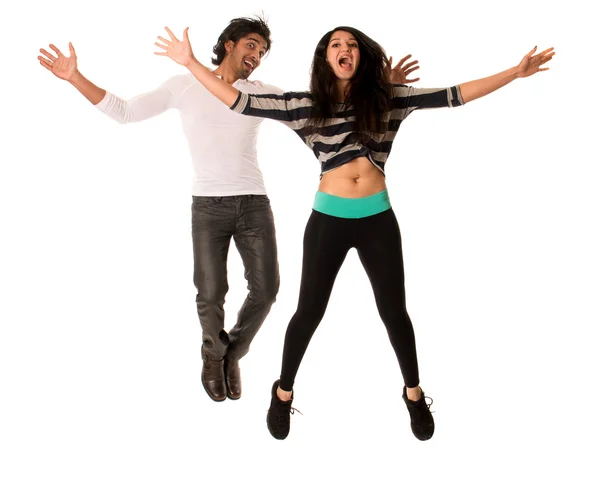 Happy Couple Jumping — Stock Photo, Image