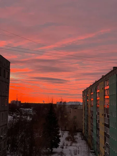 Schöner Sonnenuntergang Doppelte Belichtung Saftige Farben — Stockfoto