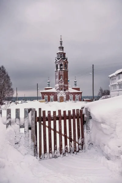 Oude Kerk Van Hemelvaart Van Heilige Maagd Cherdyn Winter Perm — Stockfoto