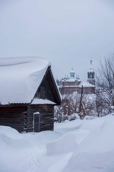 Oude Kerk Van Tof Elijah Profeet Cherdyn Winter Perm Regio — Stockfoto