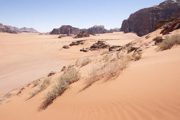 Πανόραμα Της Ερήμου Wadi Rum Στην Ιορδανία Κατά Διάρκεια Μιας — Φωτογραφία Αρχείου