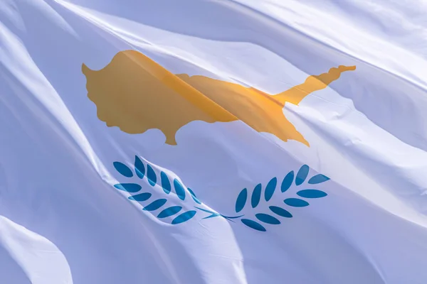 Part Cypriot National Flag Waving Close Republic Cyprus — 图库照片