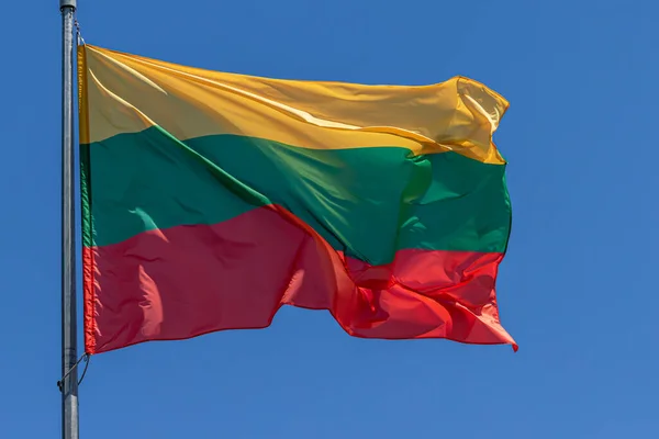 リトアニア国旗が青空を背景に手を振っている リトアニア共和国Lt ロイヤリティフリーのストック写真