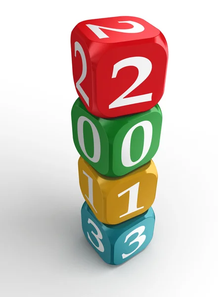 New year 2013 3d colorful dice tower — Stock Photo, Image