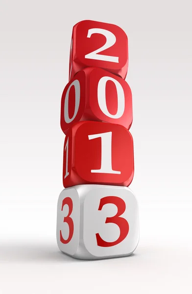 Nytt år 2013 3d röda och vita rutan tower — Stockfoto