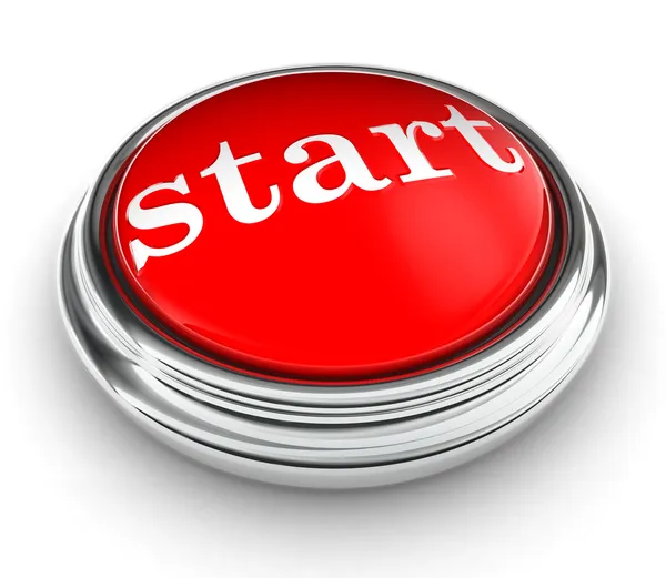 Startwort auf rotem Knopf — Stockfoto