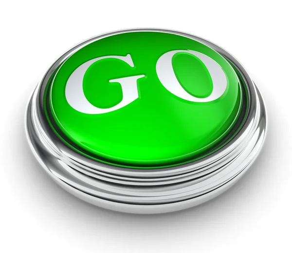 Ir palavra no botão verde — Fotografia de Stock
