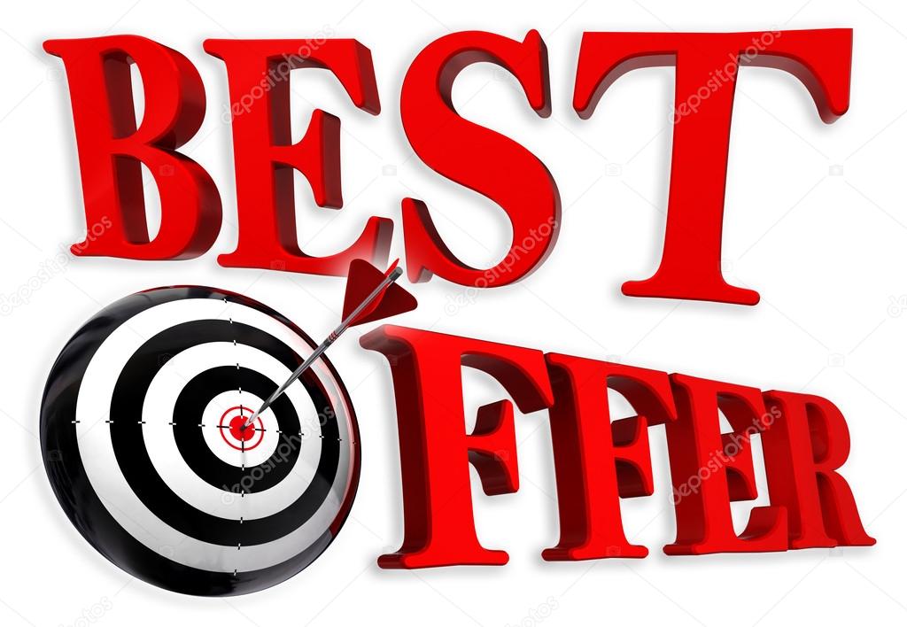 Best offer red logo with conceptual target and arrow on white background