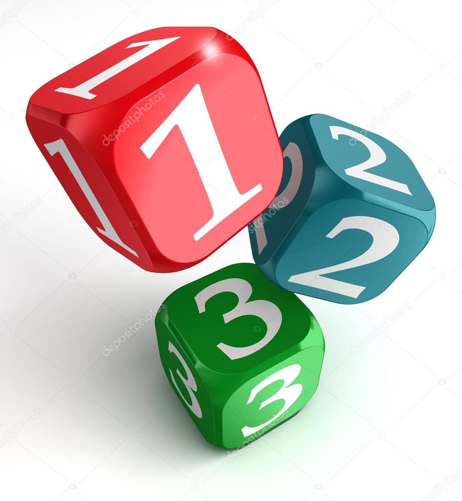 One two three numbers on dice box