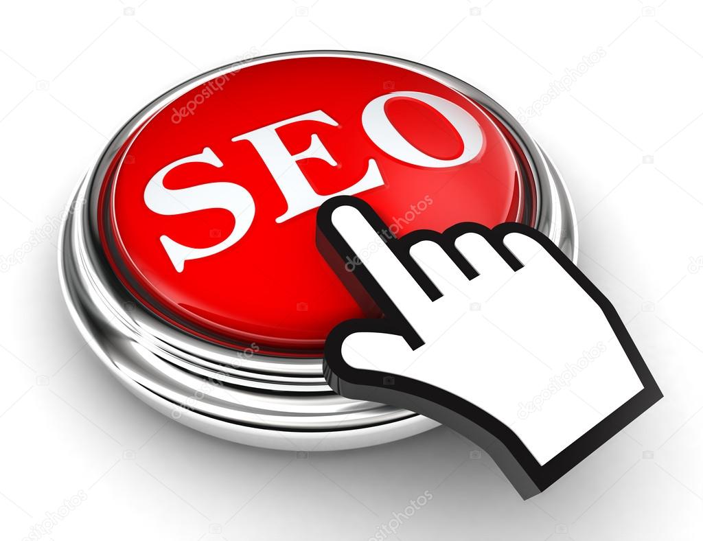 Seo red button and pointer hand