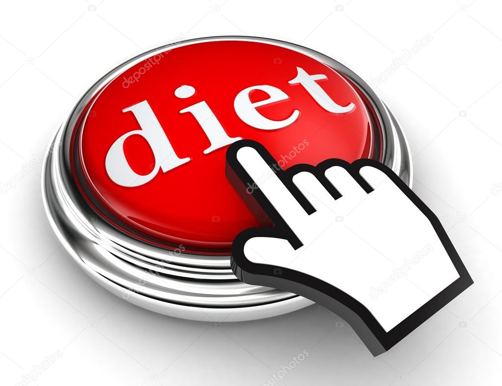 Diet red button and pointer hand