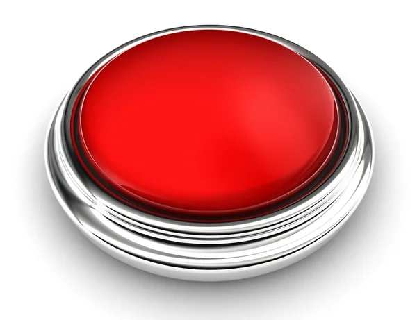 Prázdný červené tlačítko na bílém pozadí — Stock fotografie
