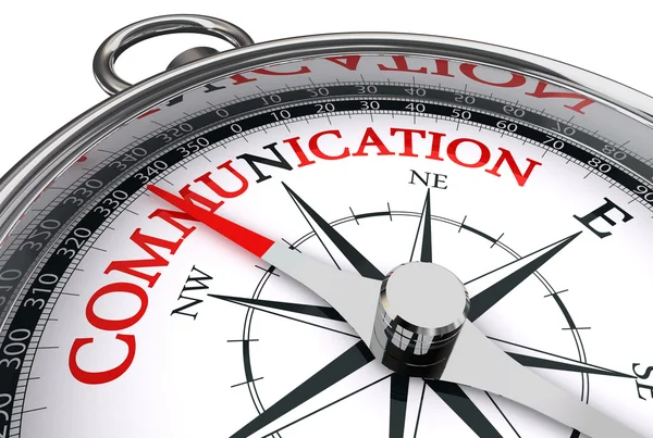 Komunikace červené slovo na konceptuální kompas — Stock fotografie