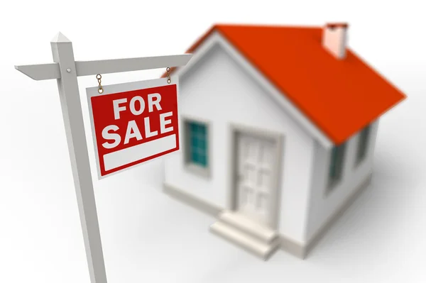 Haus zum Verkauf Immobilien rotes Zeichen — Stockfoto