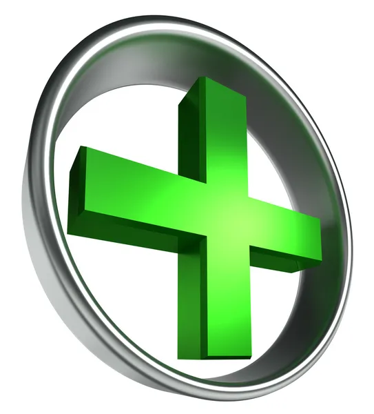 Green health cross in round metal frame — Stock Photo, Image